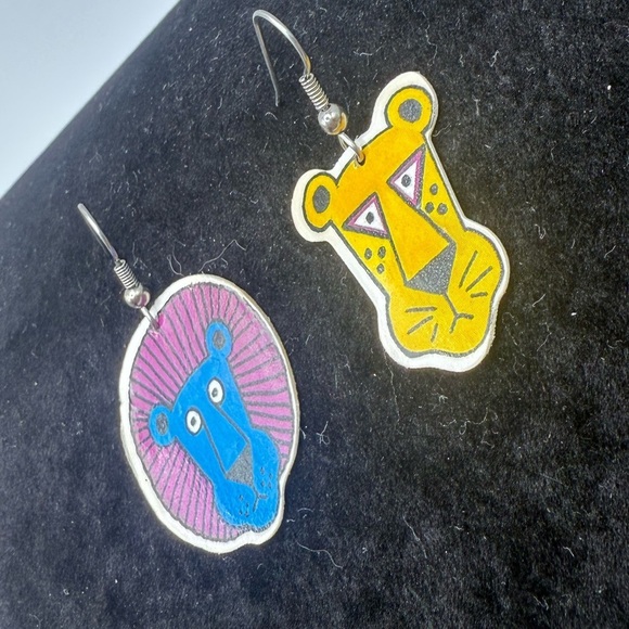 Leopard Earrings – Miphologia Jewelry RL Baldwin Signed Mismatched Lion & Leopard Earrings